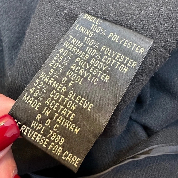 Vintage Anne Klein Black Wool Whimsigoth Velvet Trim Heavy Trench Coat Size 18W - Picture 8 of 9